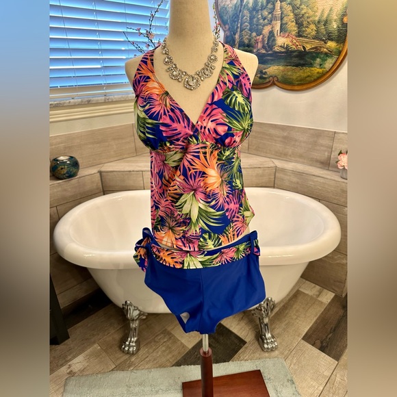marina west Other - Marina West Halter Tankini Style Suit with Shorts and belt floral
